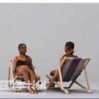 Personnage de bikini fille se détendre sur une chaise