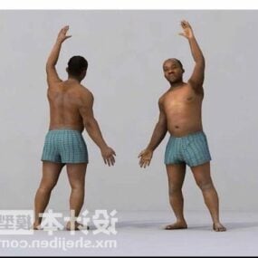 Người đàn ông mặc đồ lót trong tư thế tập thể dục Mô hình 3d