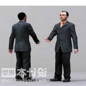 Schwarzer Anzug-Mann-Gehen-Charakter 3D-Modell