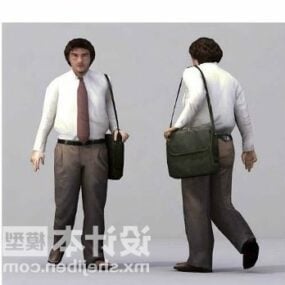 رجل أعمال ذو قميص أبيض مع حقيبة نموذج ثلاثي الأبعاد