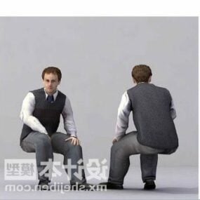 Businessman Common Sitting Character 3d model