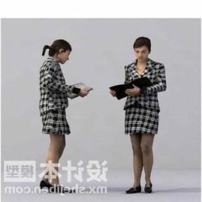 Offiser kvinne med koffert 3d-modell