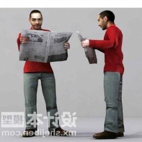 Muž postava čtení časopisu 3D model