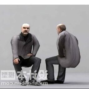 Old Man In Grey Suit 3d model