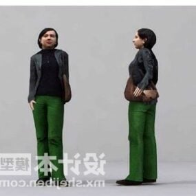 Svart jacka kvinna stående Pose 3d-modell