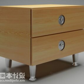 Bedside Table Yellow Wooden Furniture 3d model