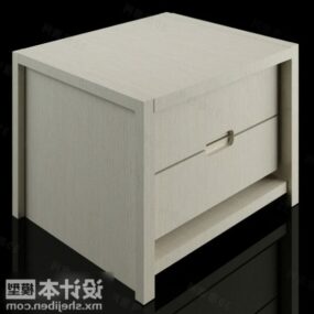 White Bedside Table Wooden Furniture 3d model