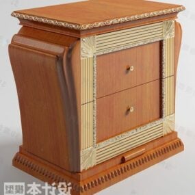 3д модель классической прикроватной тумбочки с деревянной мебелью