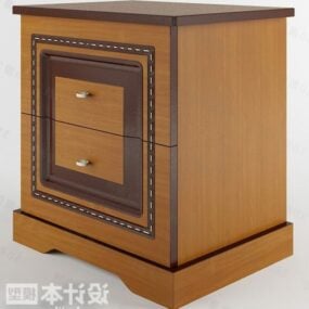 Elegant Wood Bedside Table Furniture 3d model