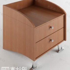 Bedside Table Red Wooden Furniture V1 3d model