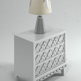 Bedroom Bedside Table White Wooden Furniture 3d model