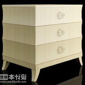 Bedside Table Yellow Wooden Furniture V2 3d model