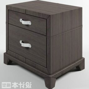 Bedside Table Brown Wooden Furniture 3d model