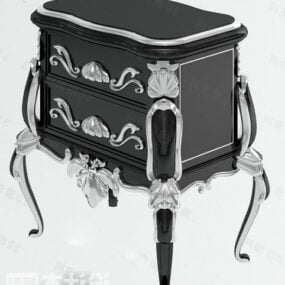 Luxury Bedside Table Black Wooden Furniture 3d model