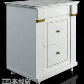 Elegant Bedside Table White Wooden Furniture 3d model
