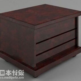 Bedside Table Brown Wooden Material 3d model