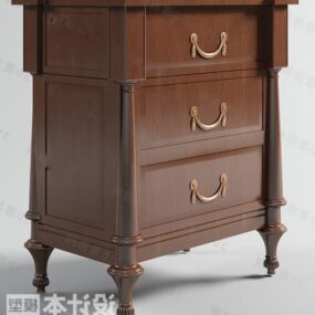 Bedside Table Antique Wooden Furniture 3d model