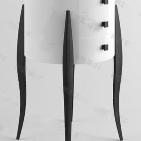 Stylist Bedside Table White Black 3d model