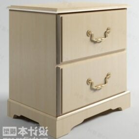 木床头柜米色彩绘3d模型
