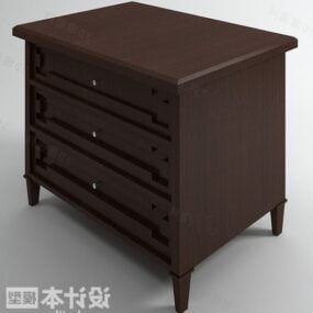 침실 침대 옆 테이블 갈색 목재 3d 모델