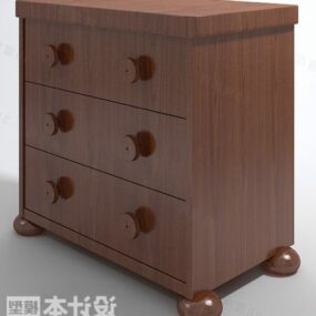 Chinese Bedside Table Wooden With Handle 3d model
