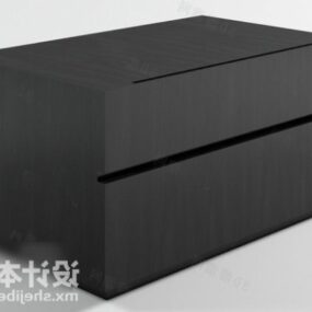 الحد الأدنى من طاولة السرير الخشبية السوداء نموذج ثلاثي الأبعاد