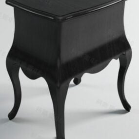 Antique Black Bedside Table Curved Legs 3d model