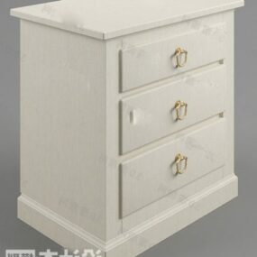 Elegant Antique Bedside Table Beige Painted 3d model