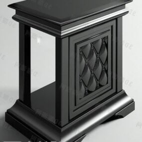 Modelo 3d de painel tufado de mesa de cabeceira preta