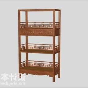 Chinese Bookshelf Wood Furniture 3d model