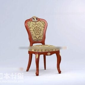 3д модель антикварного азиатского стула с деревянной мебелью