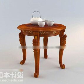 Coffee Table Carved Curved Legs 3d model