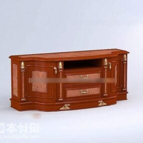 Low Tv Cabinet Red Wood 3d model