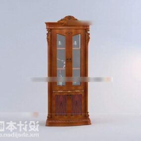 Antique Glass Wood Wine Cabinet 3d model