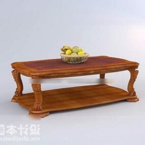 שולחן קפה מעץ עם פרי דגם תלת מימד