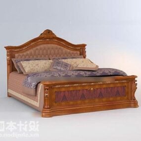3д модель старинной двуспальной кровати с кожаной спинкой