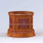 Antique Round Wood Bedside Table