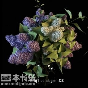 Purple Flower Plant In Vase Pot 3d model