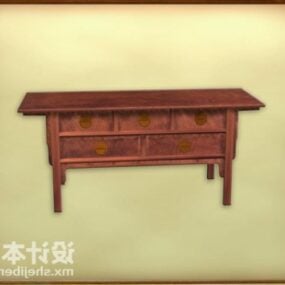 3д модель китайского консольного стола из коричневого дерева
