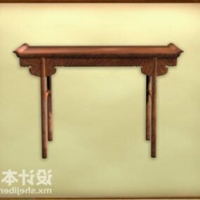 Mesa lateral de madeira asiática modelo 3d