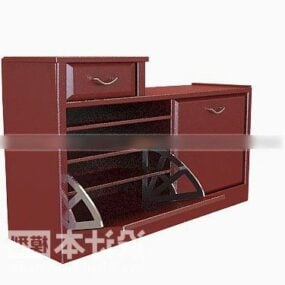 Red Shoe Cabinet Furniture 3d model
