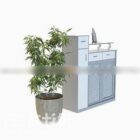 Shoe Cabinet Furniture With Potted Plant