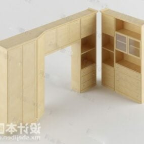 ハイレッグ付き木製ワードローブ3Dモデル