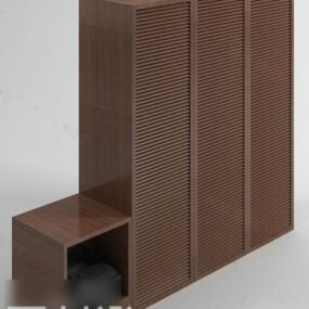 Wardrobe Brown Wood Furniture 3d model