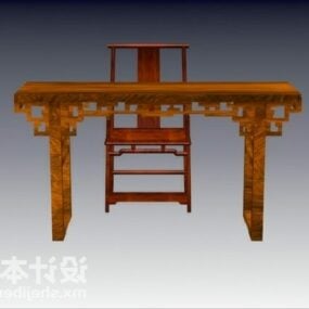 كرسي طاولة وحدة التحكم الصيني التقليدي نموذج ثلاثي الأبعاد