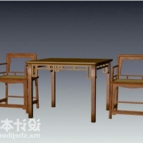 โต๊ะและเก้าอี้สไตล์จีนแบบ 3 มิติ