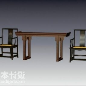 कंसोल टेबल और चीनी कुर्सी 3डी मॉडल