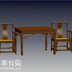 3д модель классического китайского стола и стула