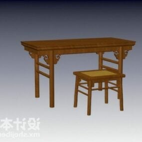 Antique Chinese Console Table Chair 3d model