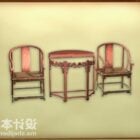 Chińskie Rzeźbione Meble Krzesło Z Okrągłym Stołem